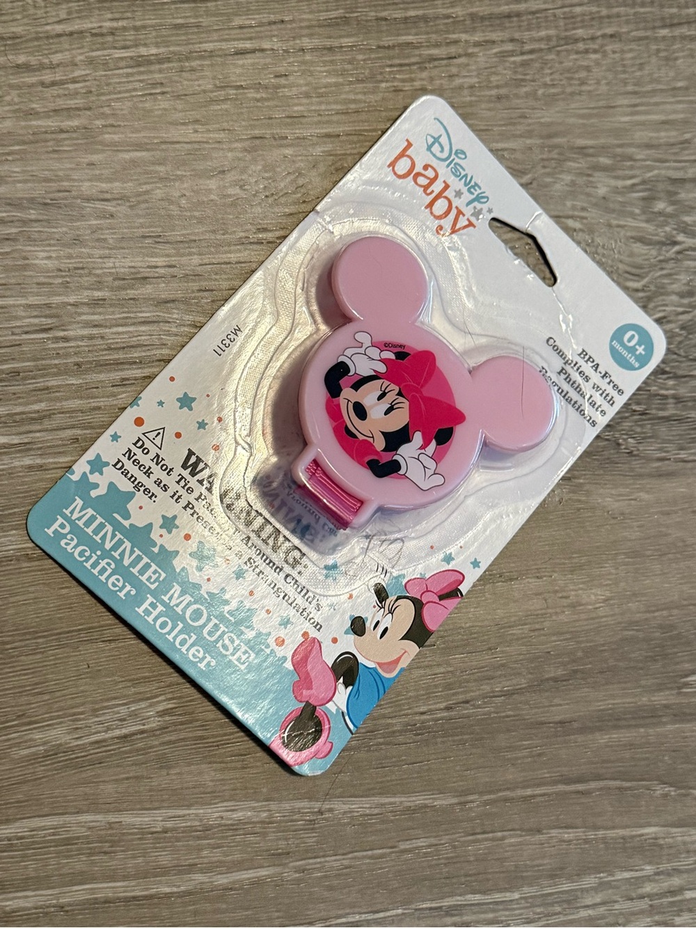 Disney Baby Minnie Mouse Pink Pacifier Holder Clip